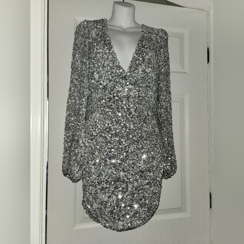 Ladies Silver Sequin Dress